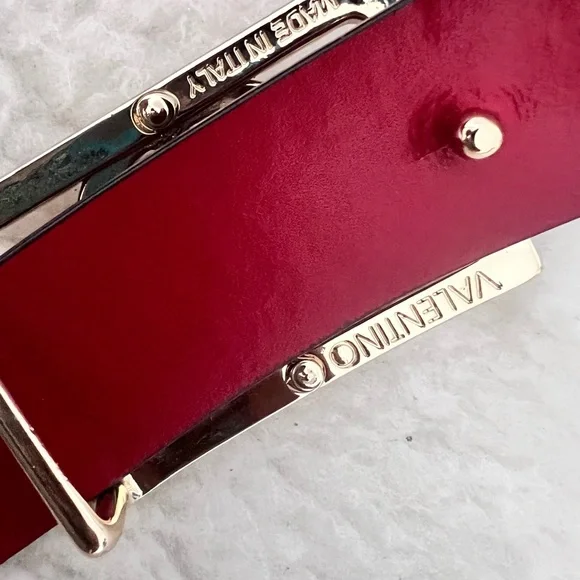 Valentino Gold Buckle Red Belt NWOT sz M Valentino Gold Belts for Women for sale | eBay main image 2